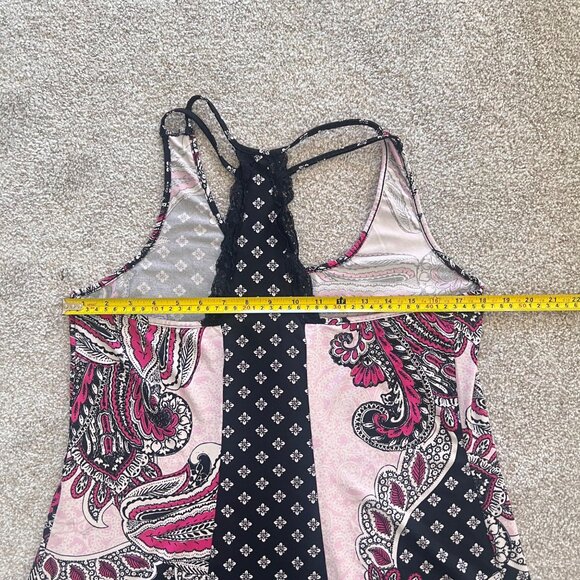 Y2K Purple & Black Paisley Halter Midi Dress with Back Lace Trim - Picture 6 of 8